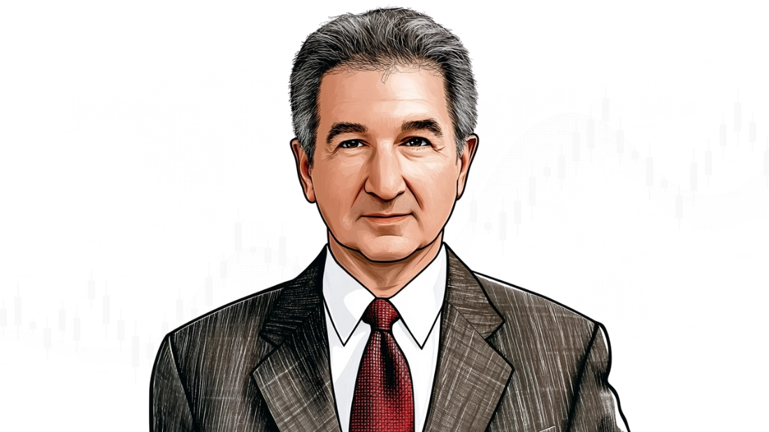 Illustrated portrait of Mark Douglas, author of Trading in the Zone